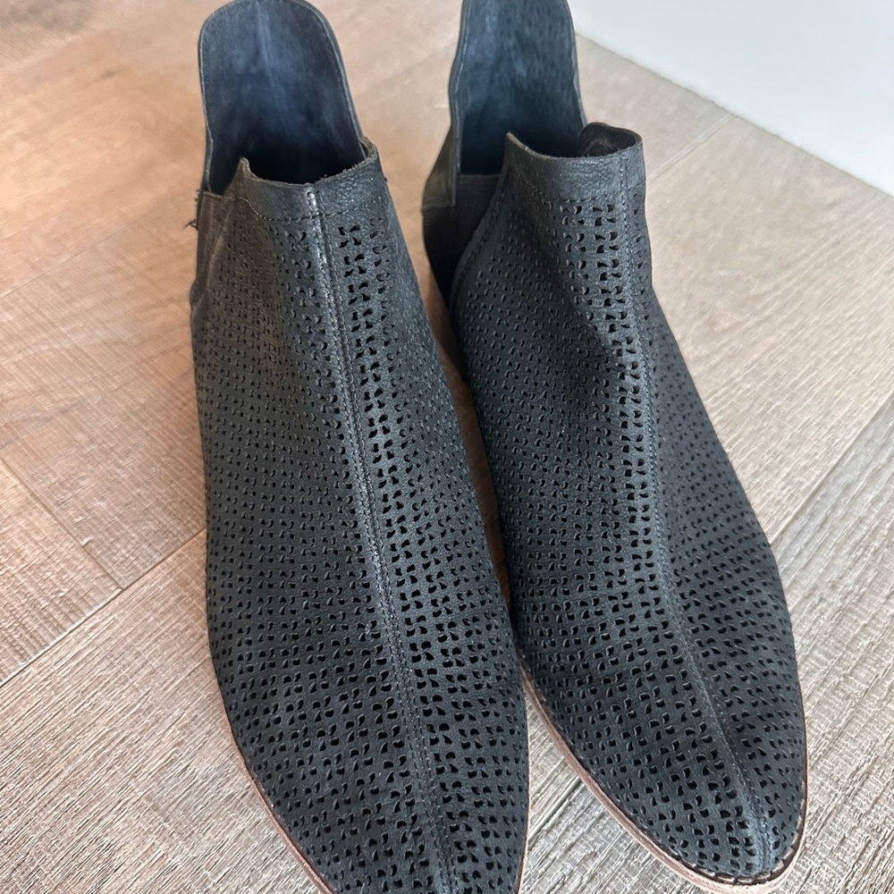 Vince Camuto Black Perforated Ankle Boots